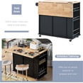 thumbnail image 3 of JESTOP Kitchen Island Cart with Power Outlet, Wood Drop-Leaf Top and Wine Rack, Rolling Mobile Kitchen Island on 5 Wheels with Adjustable Shelves, Storage Cabinet, and Drawers, 39.8 Inch Width, 3 of 8