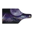 thumbnail image 2 of Mystic Cutting Board, Fantasy Dark Night in Earth Cosmos Galaxy Planet Celestial Large Moons Comets, Decorative Tempered Glass Cutting and Serving Board, Wine Bottle Shape, Purple Black, by Ambesonne, 2 of 5