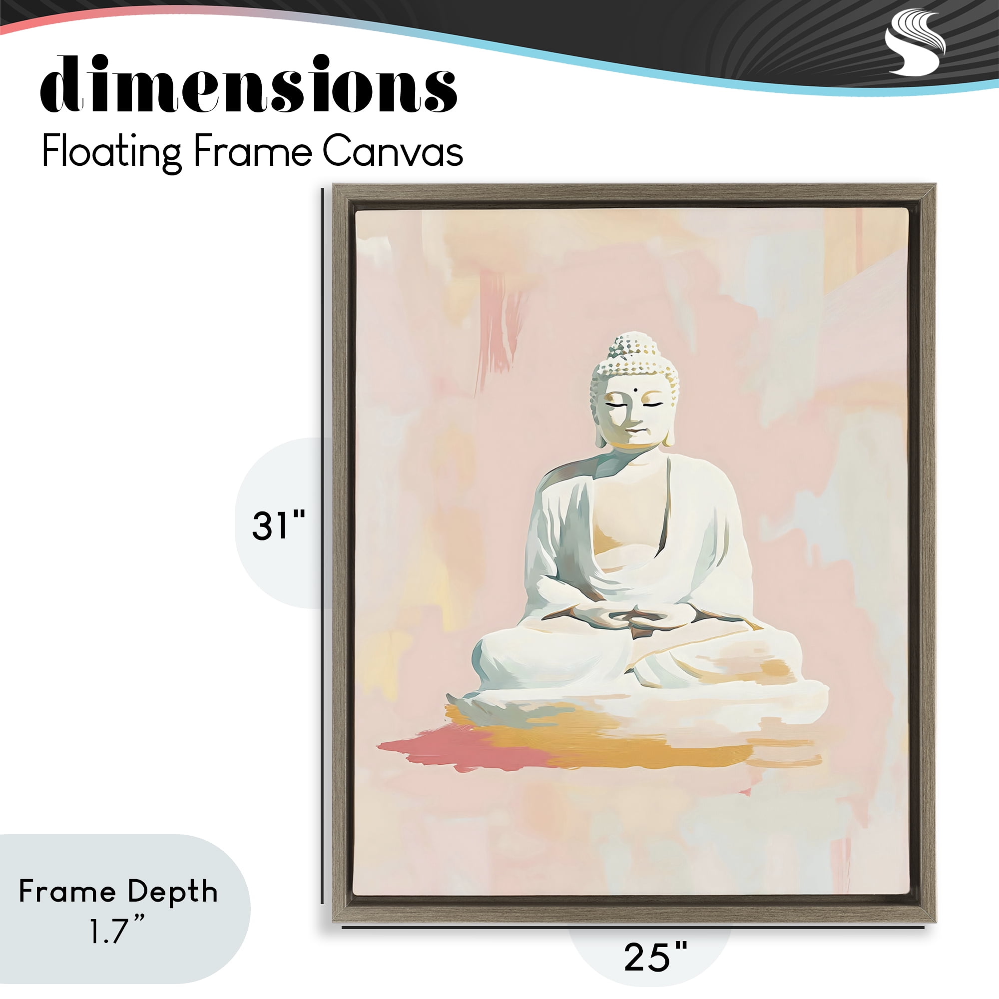 Stupell Industries Pastel Buddha In Quiet Meditation Brown Framed Floater Canvas Wall Art, design by The Prints Vibe