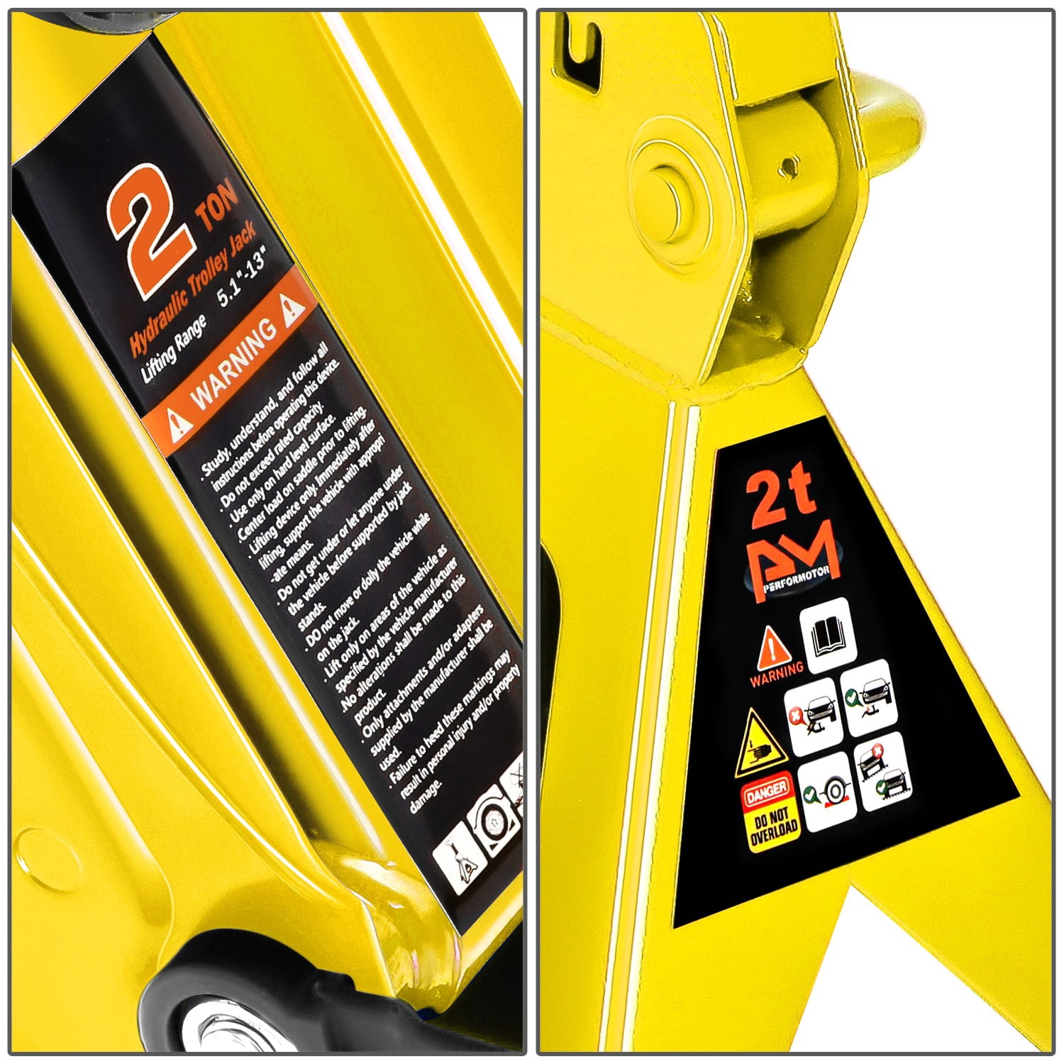2 Ton 4000lbs Hydraulic Trolley Floor Lift Jack Stands Combo Lifting Car Yellow