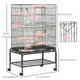 thumbnail image 3 of PawHut Cage à Oiseaux avec Support Roulant, Jouets, pour Perruches Canaris Noir, 3 of 10