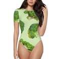 thumbnail image 1 of Fotbe Broccoli 3 Pattern Women's Crew Neck Short Sleeves Bodysuit Tops Round Neck Slim Sleeveless Soft Comfortable Basic-Large, 1 of 7