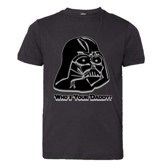 PleaseMeTees™ Youth Cool Darth Vader Whos Your Daddy Embossed HQ Tee