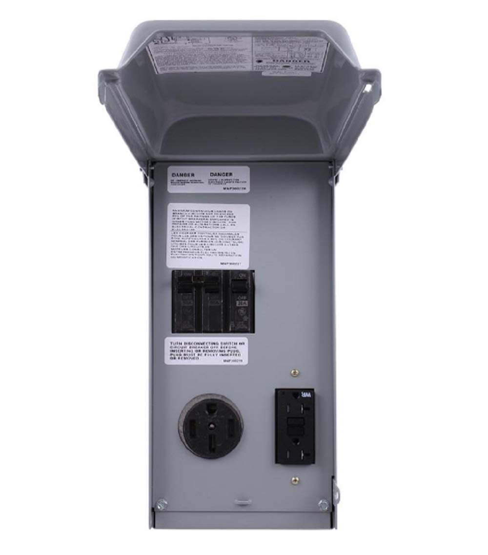 GE RV Outlet Box 70 Amp 120/240 Volt Unmetered with 50 Amp and 20 Amp GCFI  Circuit Protected Receptacles
