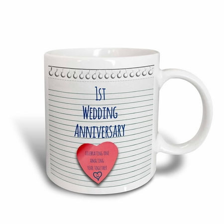3dRose 1st Wedding Anniversary gift - Paper celebrating 1 year together - first anniversaries - one yr, Ceramic Mug, (Best Gift For First Year Wedding Anniversary)