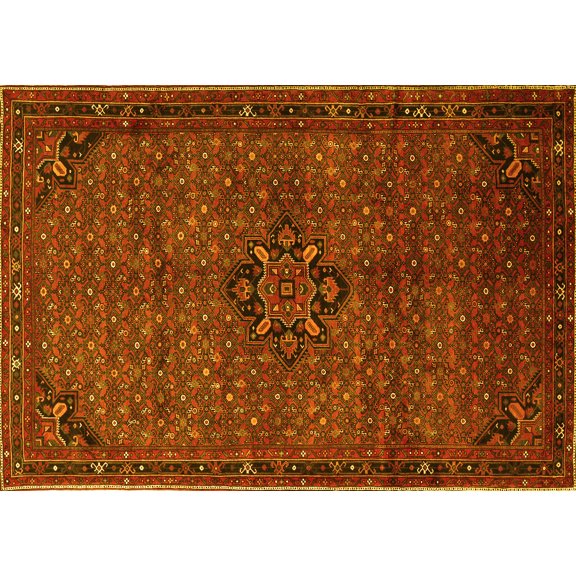 Ahgly Company Indoor Rectangle Persian Yellow Traditional Area Rugs, 7' x 9'