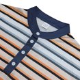 thumbnail image 7 of WTOBBY Men's Fashion Casual Long Sleeve Shirt with Striped V-Neck Design, Colorful Blouse Style Top for Versatile and Layered Outfits,Orange L, 7 of 7