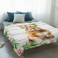 thumbnail image 4 of Easter Bunny Blanket Soft Cozy Warm Twin Blanket for Bed, Plush Fuzzy Flannel Fleece Blankets for Sofa, Spring Daisy Botanical Leaves Gray Wooden Throw Blankets for Couch, Gifts for Men, 60"x80", 4 of 9
