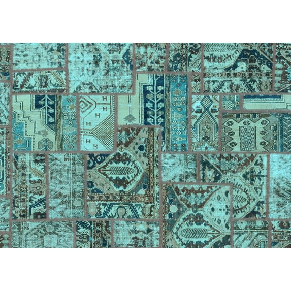 Ahgly Company Indoor Rectangle Abstract Light Blue Modern Area Rugs, 3' x 5'