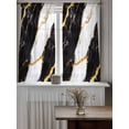 thumbnail image 4 of Black Marble Curtains 45 Inch Length,Sheer Curtains for Bedroom Living Room Window Luxury Gold White Abstract Cracks Artwork Rod Pocket Drapes Kitchen Curtains Small Half Window 42"x45" 2 Panels, 4 of 7