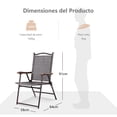 thumbnail image 3 of Costway Conjunto de 2 Sillas Plegables para Patio con Apoyabrazos Sillas de Comedor Portátiles para Terraza Piscina Jardín 64 x 58 x 91 cm, 3 of 10