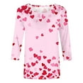 thumbnail image 4 of Tiweut Valentines Shirts for Women Trendy 2026 Cute Love Heart Print Tunic Tops Plus Size Casual Summer 3/4 Sleeve Blouses,A-Pink,S, 4 of 4