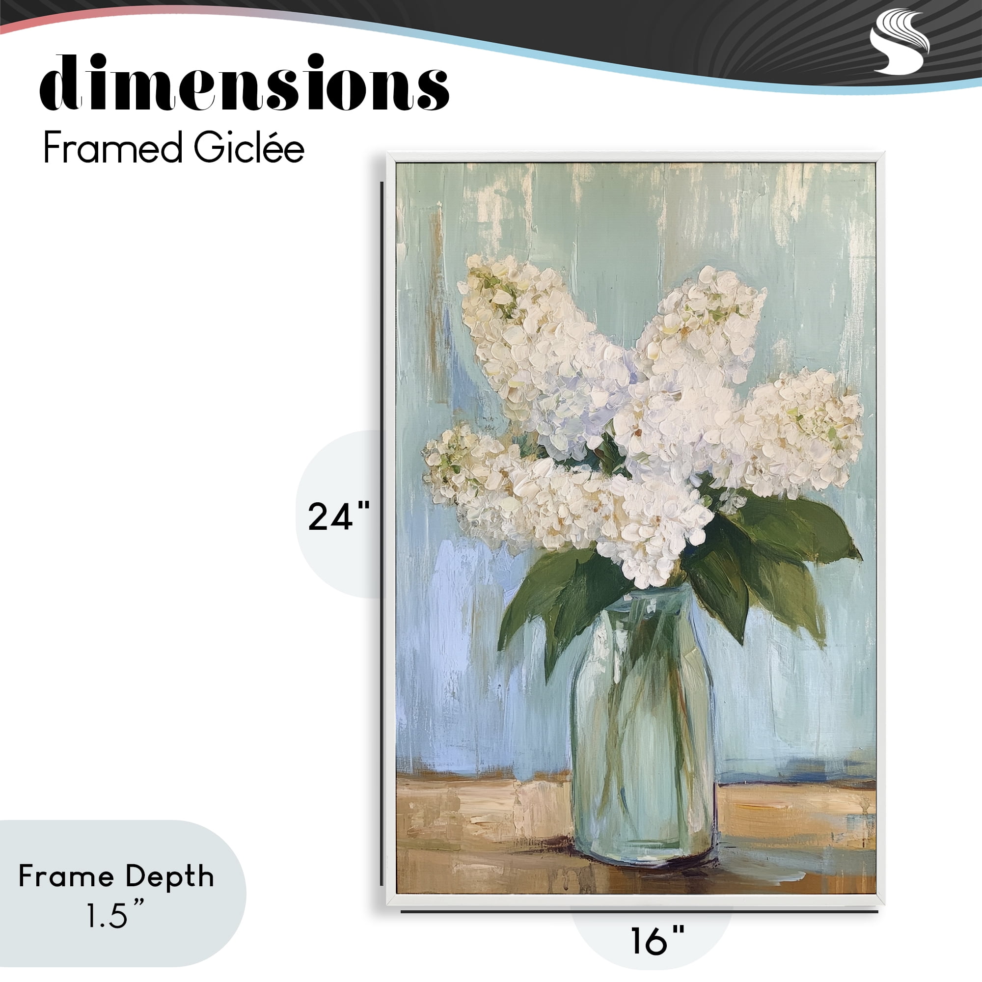 Stupell Industries Tall Flowers in Glass Vase White Framed Giclee Art, design by Petal Prints Design