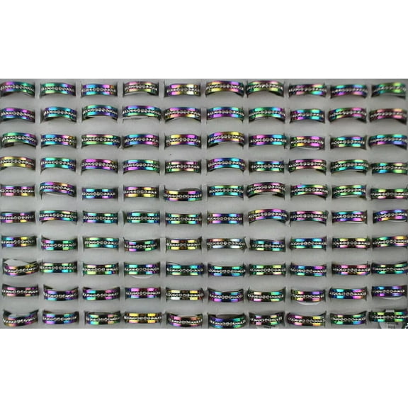 K-KED Bulk Lots 32pcs Stainless Steel Women Rhinestone Fashion Rings Wholesale Ring