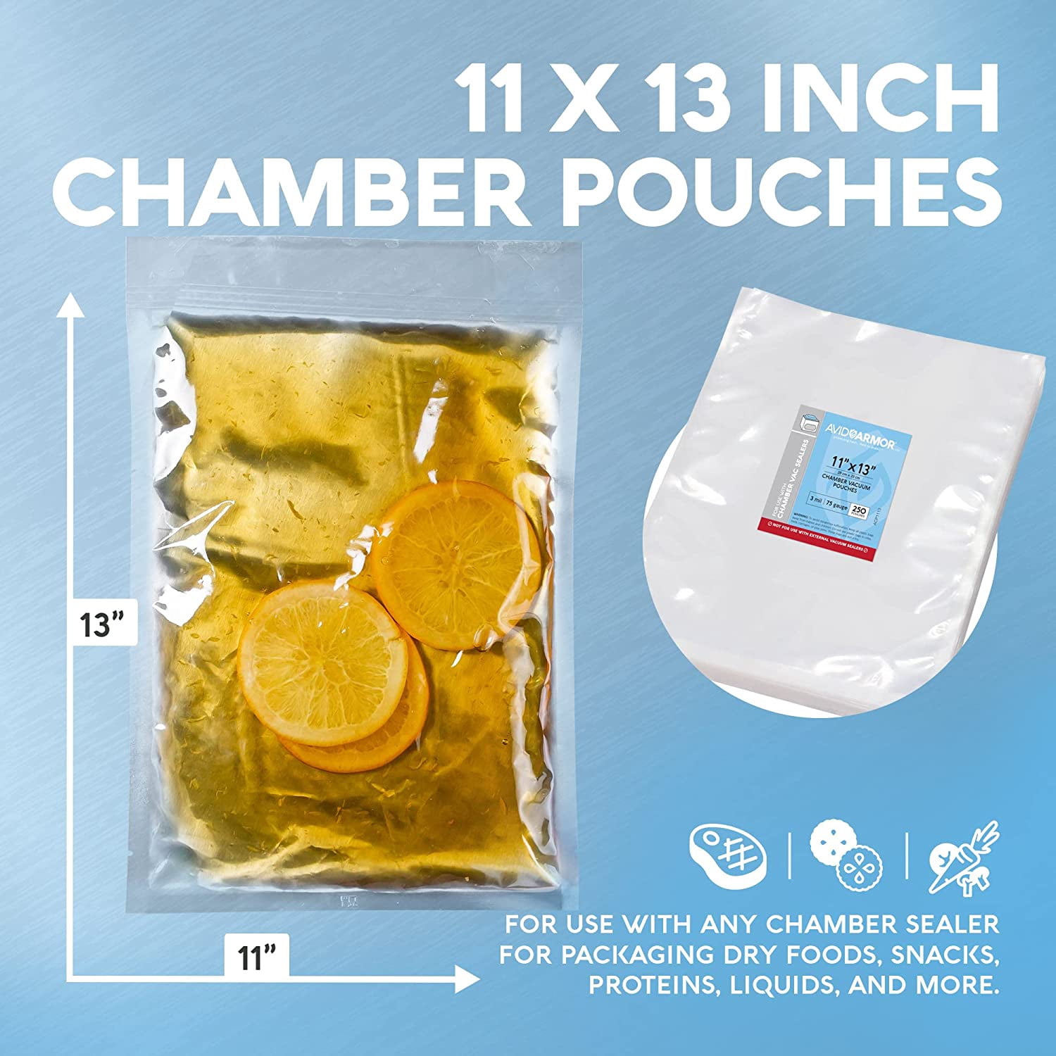 Avid Armor Chamber Vacuum Bags - 11x13 Heavy Duty 3MIL BPA Free (250 Pack)