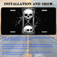 thumbnail image 3 of 1 Pcs 2D Flat License Plate Covers & Frames, Skullshaped Hourglass For Decorative Front, Waterproof For Decoration Aluminum License Plate Covers & Frames Cover For Men Women, 12" X 6", 3 of 7