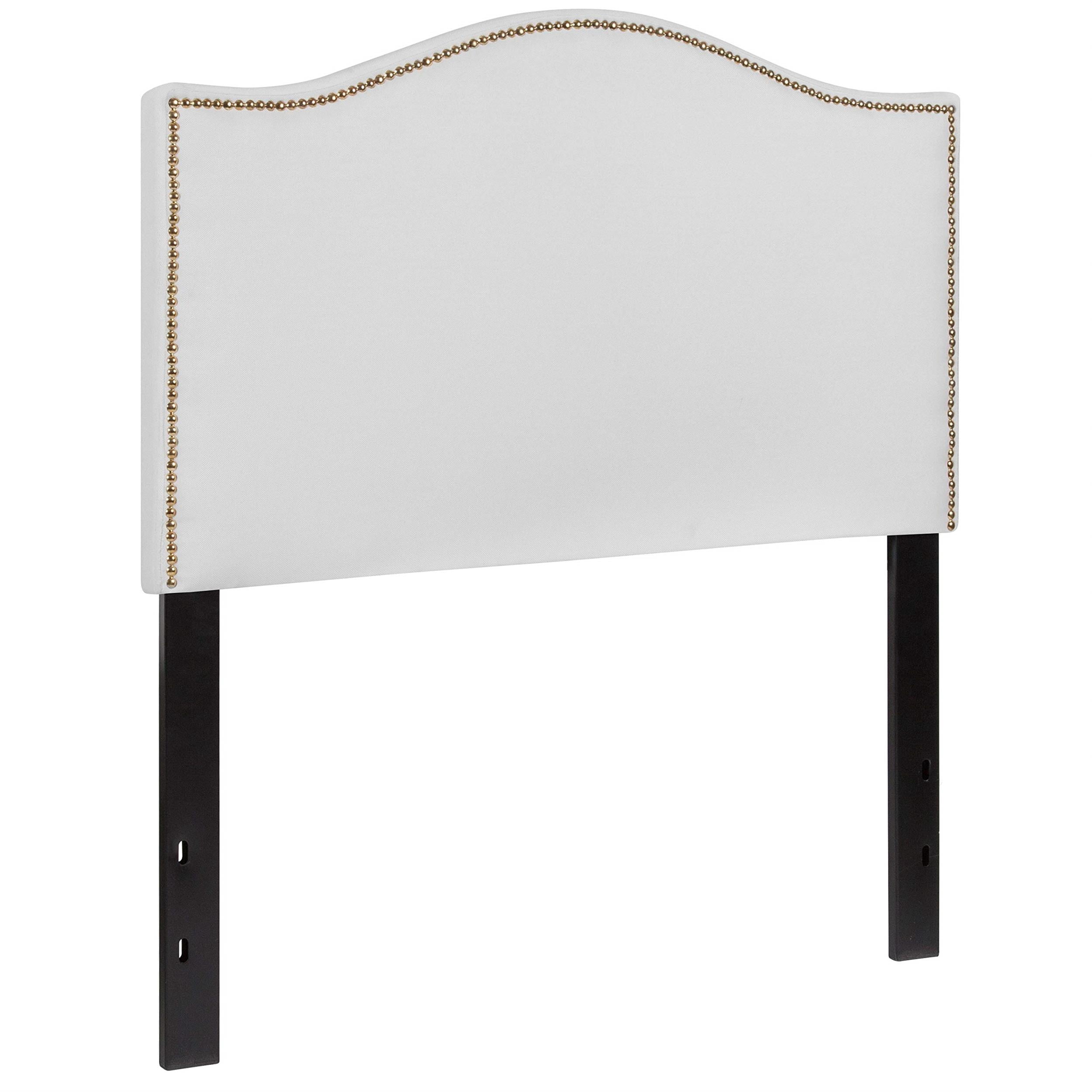 Pemberly Row Contemporary Upholstered Twin Panel Headboard in White