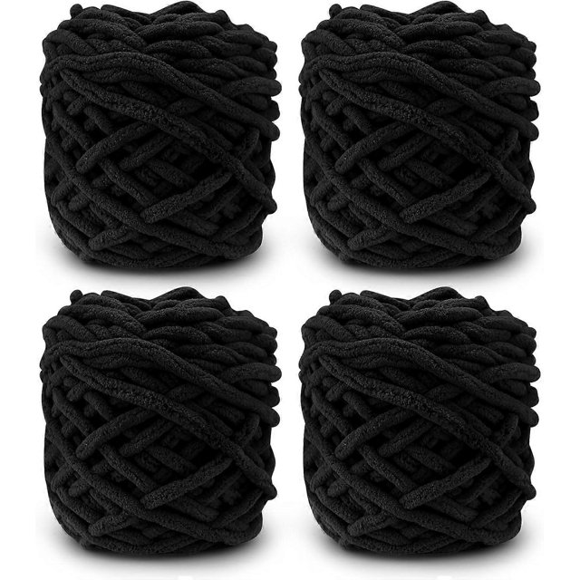 Hilo de lana para tejer ZHAOCHENG 4xHilo de tejer para crochet negro
