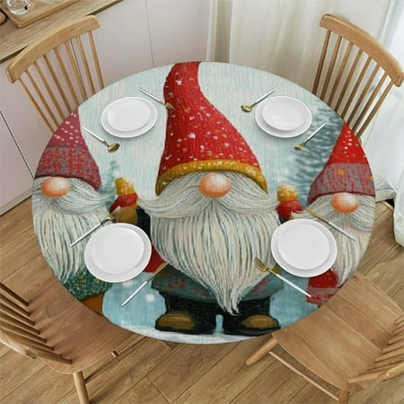 

Patifu Gnomes Snow Globe Winter Round Tablecloth Stain-Resistant Washable for Indoor Outdoor Restaurant Wedding Party Waterproof Full Width Single-Sided Printing 31 -35