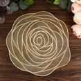 thumbnail image 2 of Efavormart 6 Pack | 15" Metallic Gold Round Washable Rose Flower Placemats, Non Slip Vinyl Dining Table Mats, 2 of 5