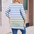 thumbnail image 5 of Sexlip Plus Size Women's Gradient Striped Handkerchief Hem Tunic Tops Long Sleeve Crewneck T-Shirts Loose Dressy Casual Blouse Blue XXXXL, 5 of 5