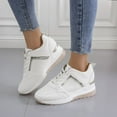 thumbnail image 5 of Willtoo Fashion Wedge Sneaker for Women Ladies High Heeld Wedge Sneakers Hidden Lace Up Platform Sneakers Daily Wear Shoes White, 5 of 5