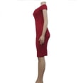 thumbnail image 6 of DHFJKG Women's Work Dress Formal Pencil Midi Dress Short Sleeve Business Casual Wear Summer Solid Color Slim Fit Trendy Dresses, 6 of 6