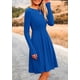 thumbnail image 4 of Vestido PRETTYGARDEN de Otoño Azul de Punto Acanalado de Manga Larga Talla L, 4 of 8