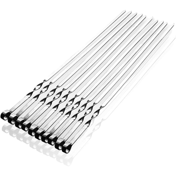 Shish Kabob Skewers, Kebab Skewers 17.7" Stainless Steel Reusable Flat BBQ Sticks for Meat Chicken Shrimp and Vegetable(10-Pack)