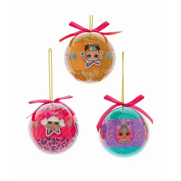 Set Of 3 L.O.L. Surprise! 80Mm Decoupage Christmas Ornaments, By Kurt Adler