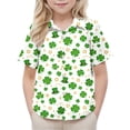 thumbnail image 1 of Blusa y camisa de manga corta con cuello vuelto, moderna e informal, con estampado del Día de San Patricio, con bolsillo, para uniforme escolar, para niños y niñas de 2 a 15 años., 1 of 7