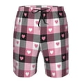 thumbnail image 3 of Pofeuu Heart Plaid Prin Men's Swim Trunks Quick Dry Bathing Suit Swimming Board Shorts Mesh Lining Beach Swimwear-Small, 3 of 6