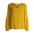 thumbnail image 6 of Time and Tru Women's Long Sleeve Split Neck Top, 6 of 6