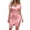 Pink, variant on Sexy Dresses for Women Solid-Color Satin Slim Lace Short Sleeve V-Neck Wrap Mini Dress Waist Pleated Casual Split Hem Formal Evening Party Dresses