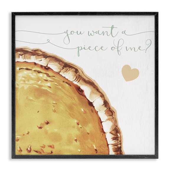 Stupell Industries French Country Want a Piece Of Me Funny Pumpkin Pie Black Framed Giclee Art, 12 x 12, by Lil' Rue