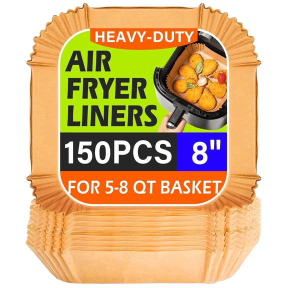 Air Fryer Liners Disposable,150Pcs Parchment Paper,8inch Non-stick Air Fryer Paper,Airfryer Liners for Oven,Pans & Baking,Oil-Proof Waterproof,Square