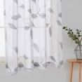 thumbnail image 6 of ZACOO 26"W x 30"L Sheer Cafe Curtains Floral Embroidered Jacquard Rod Pocket Curtains Faux Linen Textured Curtain for Bathroom Kitchen, 2 Panels, 6 of 6