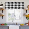 thumbnail image 2 of 2 Pack Black White Valance for Window Buffalo Plaid Kitchen Valance Rod Pocket Short Curtain Topper Decorative Window Treatment for Living Room Bedroom 42"x12", 2 of 8