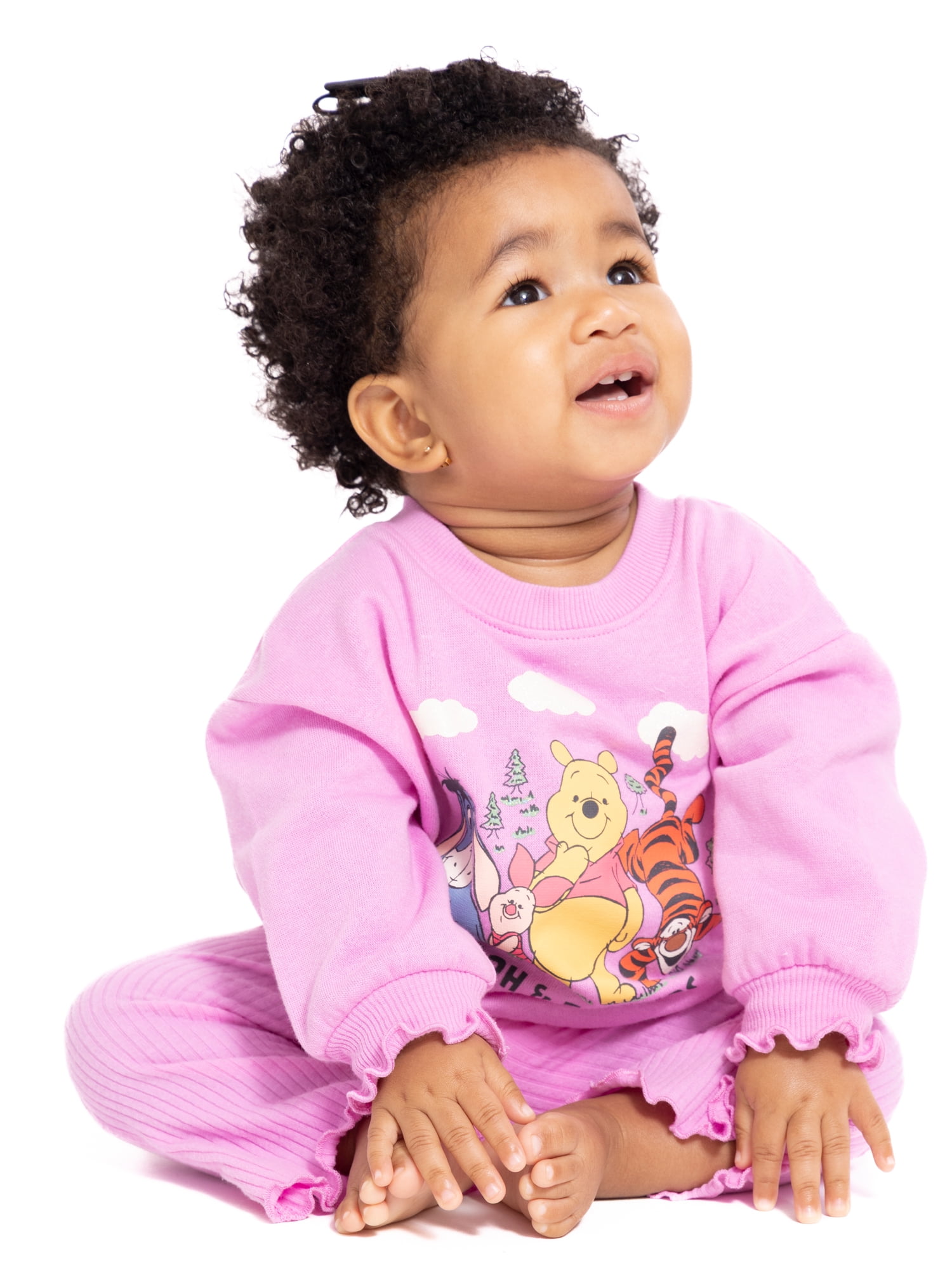Winnie the Pooh Baby Girls Graphic Sweatshirt and Flared Leggings, 2-Piece, Sizes 0M-24M