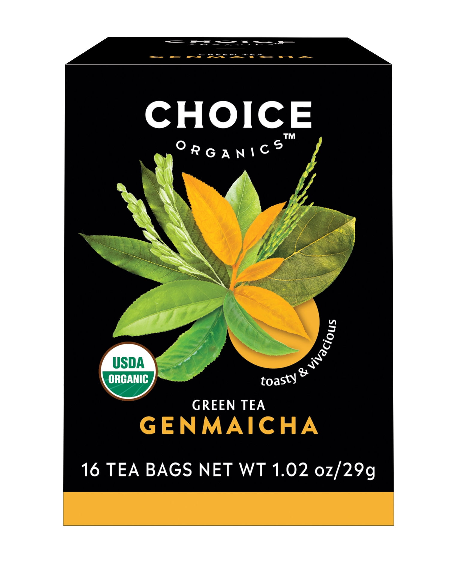 Choice Organics Tea, Green Tea Bags, Genmaicha, 16 Ct Tea Bags