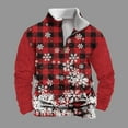thumbnail image 2 of TFEOQRY Christmas Hoodless Sweatshirt for Men Casual Christmas Snowflake Print Half Zip Pullover Sweatshirt Long Sleeve Tops Sweatshirt Red-2, 2 of 5