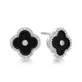 thumbnail image 3 of Black Onyx Flower Stud Earrings for Women in 925 Sterling Silver with Rhodium Plating Post Back 11 MM by Lavari Jewelers, 3 of 3