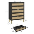 thumbnail image 7 of 5 Drawer Dresser for Bedroom, Rattan Chest of Dressers, Modern Dresser Chest with Metal Legs and Handles, Beside Table for Closet, Living Room and Entryway, 7 of 7