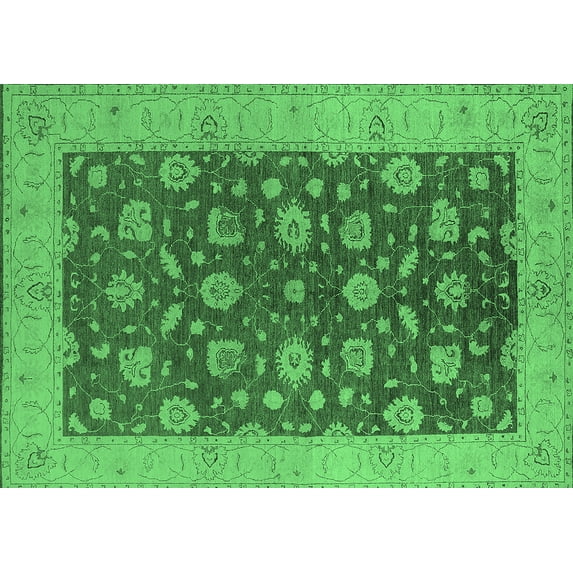 Ahgly Company Indoor Rectangle Oriental Emerald Green Industrial Area Rugs, 3' x 5'