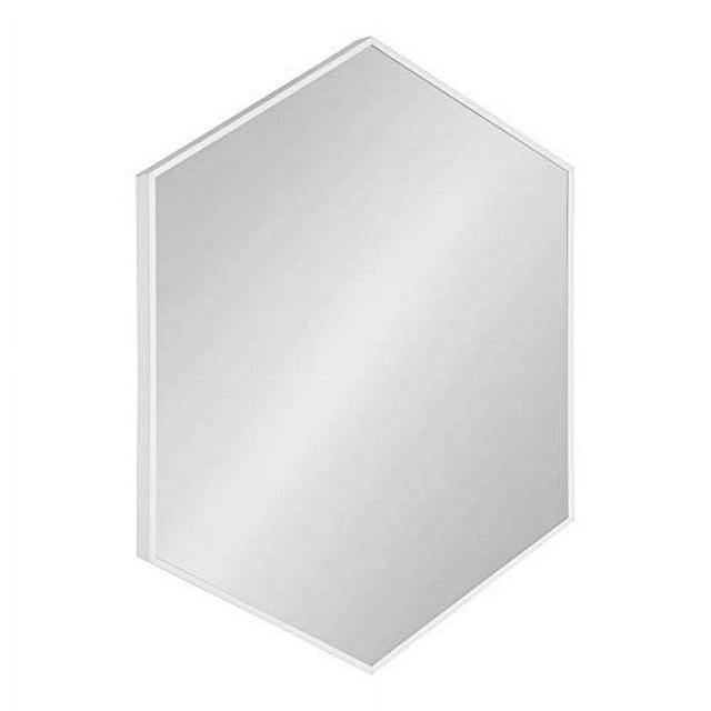 Kate and Laurel Rhodes Modern Hexagon Wall Mirror, White, 31x22-Inches