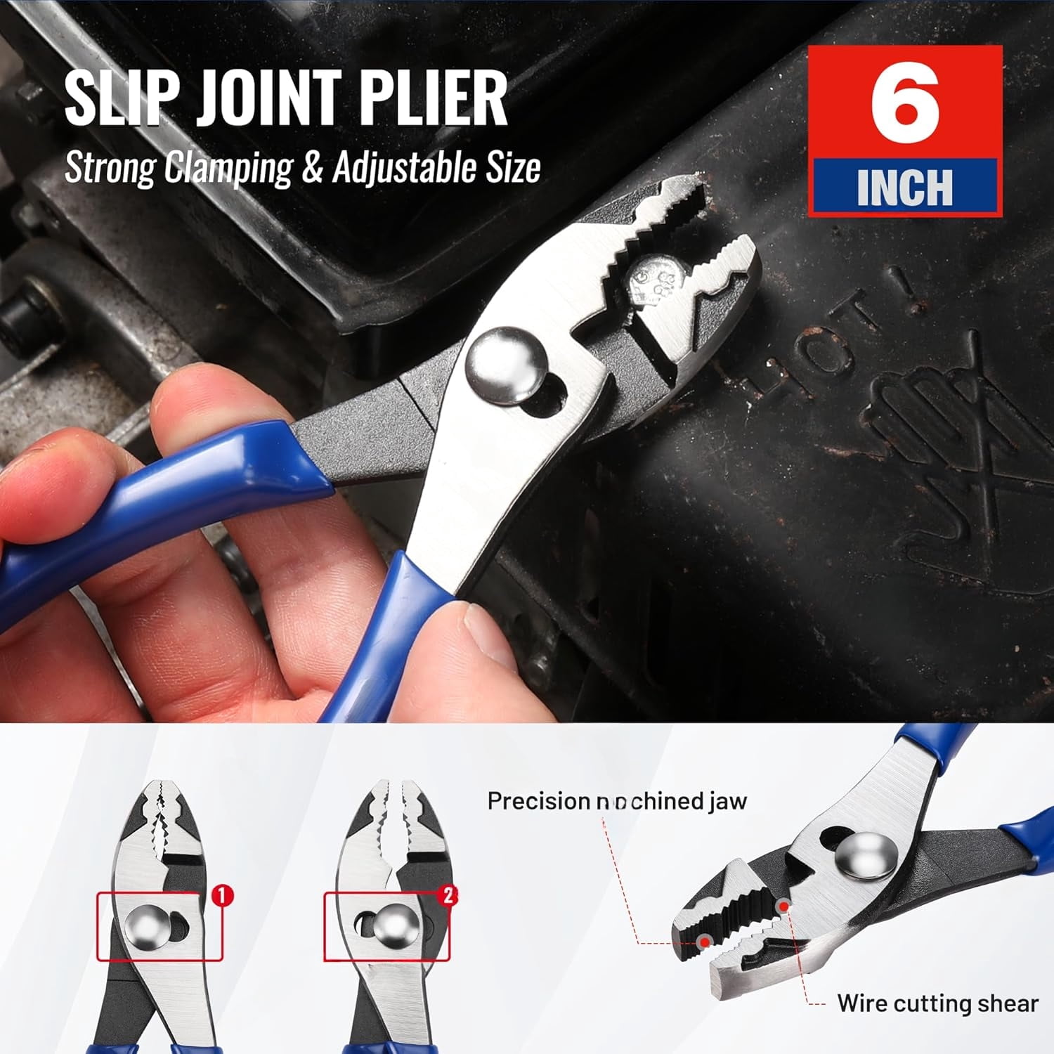 Pliers Set, 3-Piece Plier Tool Set with Soft Handle, 6" Needle Nose, 6" Slip Joint, 8" Groove Joint Plier for DIY & Home Use