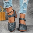 thumbnail image 4 of Dakaela Women's Low Block Chunky Heels Sandals Closed Round Toe Hollow out Summer Slip on Dress Shoes, 4 of 7