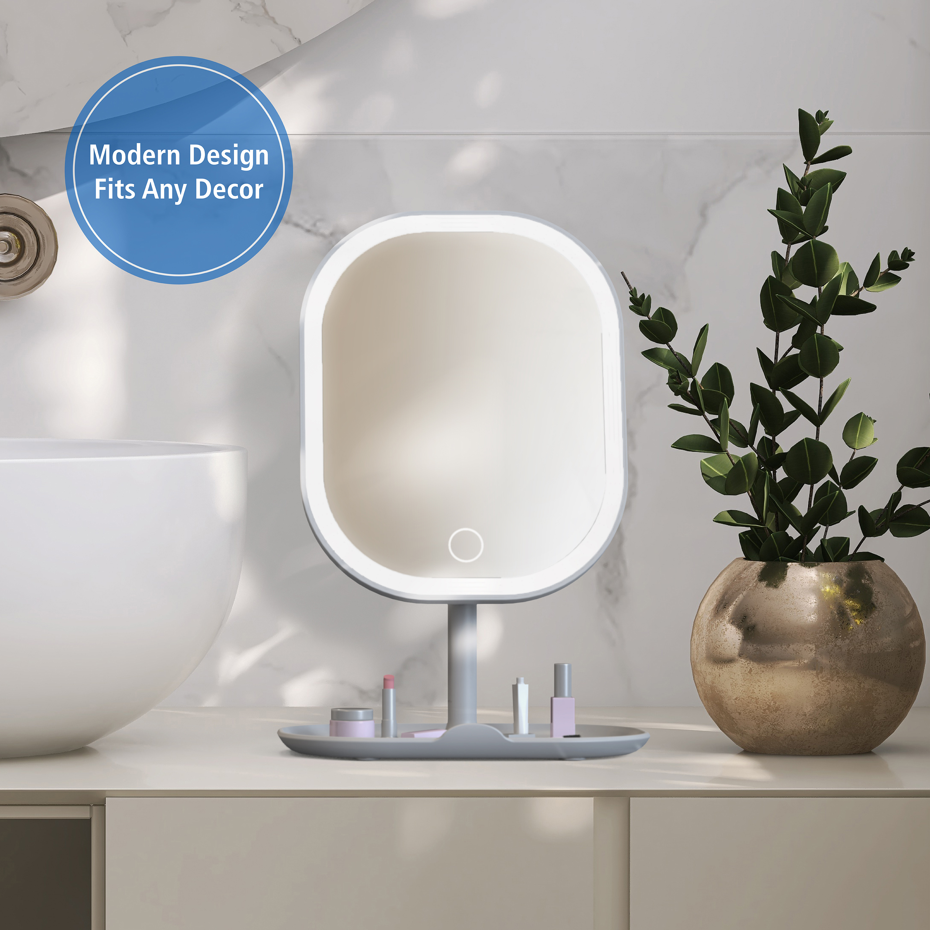 Mainstays Rechargeable Led Vanity Mirror With Storage photo 8