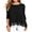 Black, variant on JWD Women's Tops Long Sleeve Lace Trim O-Neck A Line Tunic Blouse Black-Large