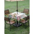 thumbnail image 3 of Outdoor Tablecloth with Umbrella Hole and Zipper, Easter Square Table Cloth 54x54 Inch Waterproof Tablecloth, Pink Tulip Flowers Spring Watercolor Bunny Floral Picnic Table Cover for Patio Camping, 3 of 7